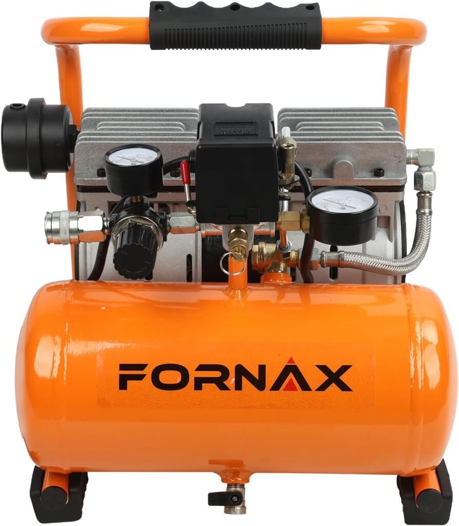 FORNAX Ultra Quiet Air Compressor, 1.3Gallon, 1HP, 65dB Silent Oil-Free Portable Compressor, PSI Max, 120V, for Tire Inflation, Nail Gun, Garage, Bike, Pneumatic Tools